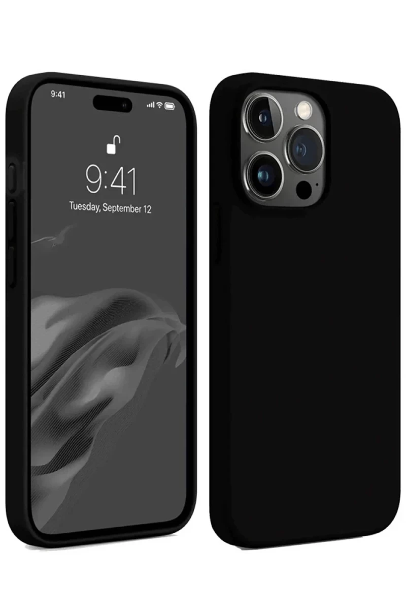 Apple iPhone 15 Pro Max Uyumlu Kılıf First Silikon - Siyah