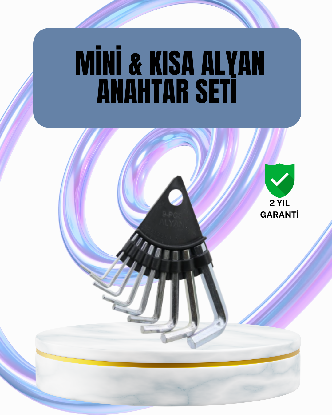 9 Parça Alyan Anahtar Seti Altıgen Uçlu Mobilya ve Tamir İçin