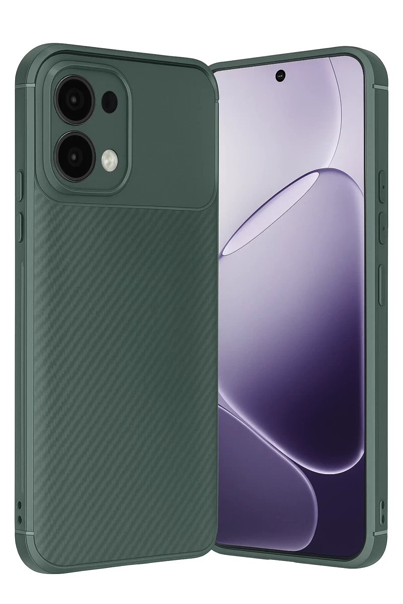 Oppo A6 Pro 4G Uyumlu Auto Focus Karbon Kapak - Koyu Yeşil