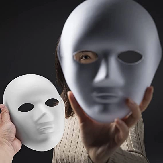 Boyanabilir Cosplay Maske 24x18 cm Tam Yüz (Beyaz Model)