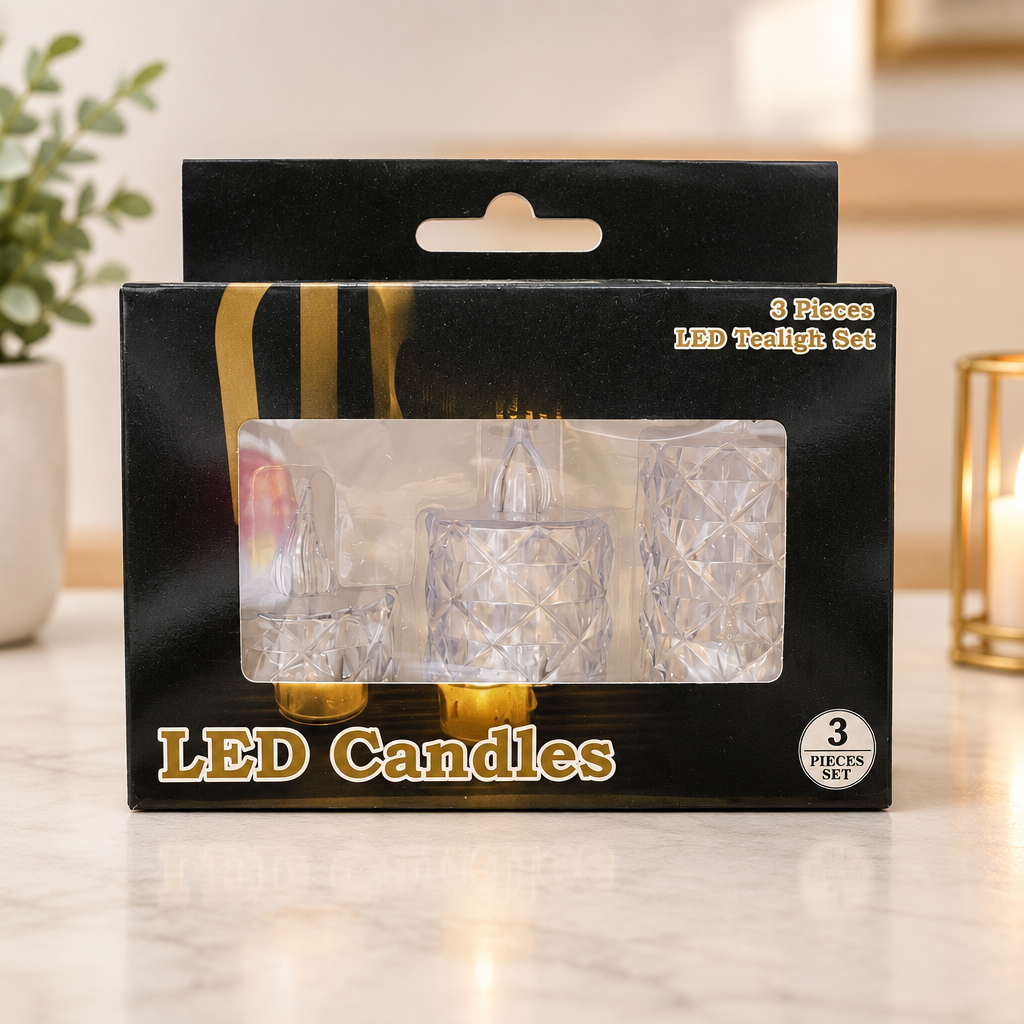 Kristal LED Mum 3'lü