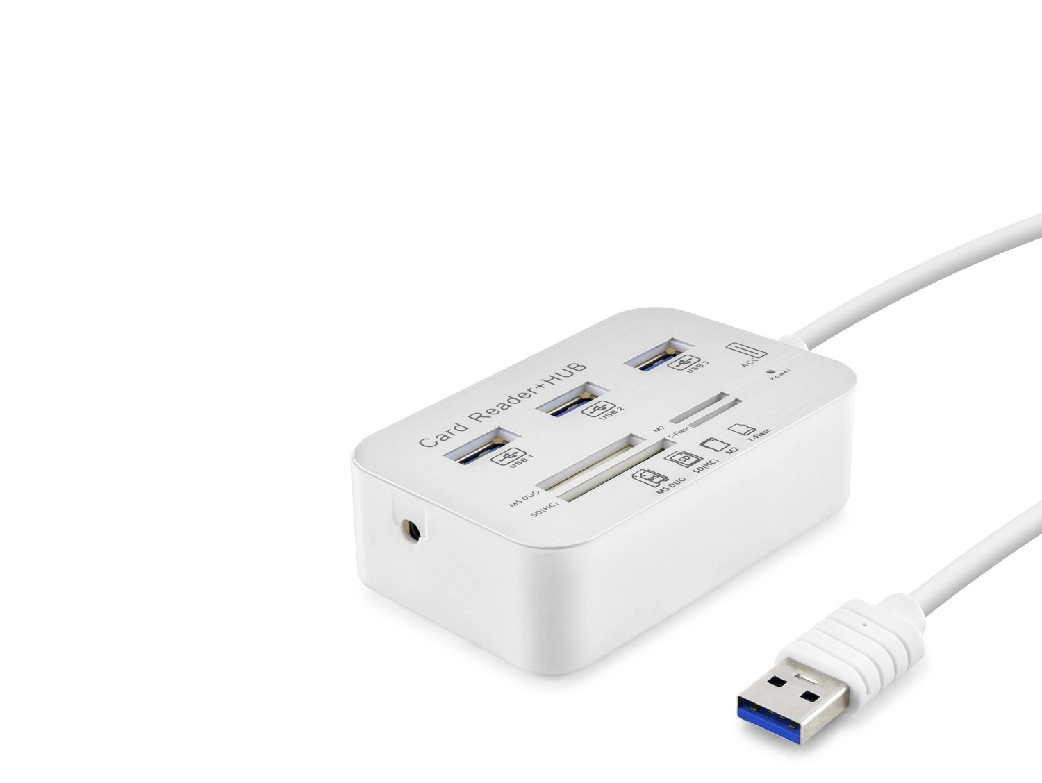 Yüksek Hızlı 7 Portlu USB Hub Kart Okuyucu Beyaz