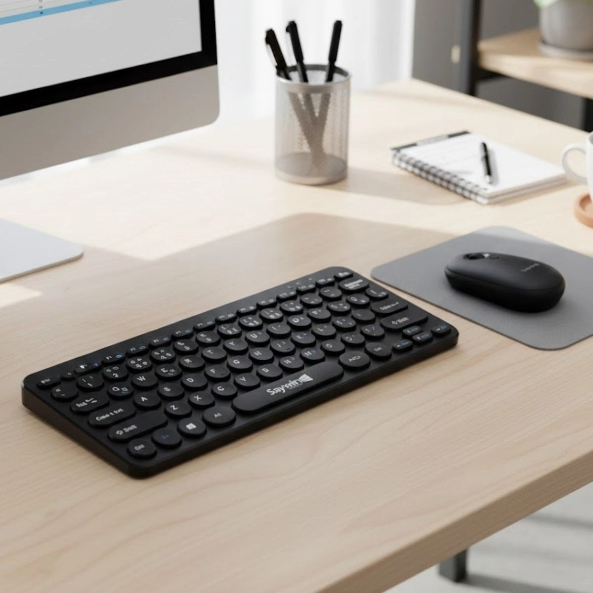 Lacivert Kablosuz Bluetooth Klavye Mouse Seti 2'li Taşınabilir