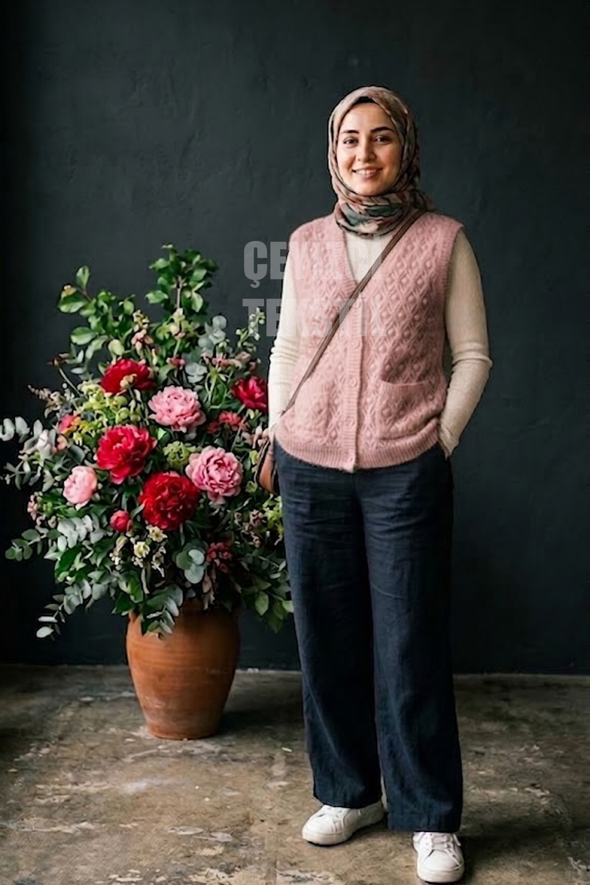 Yumoş Ponpon Düğmeli Yelek - Pudra