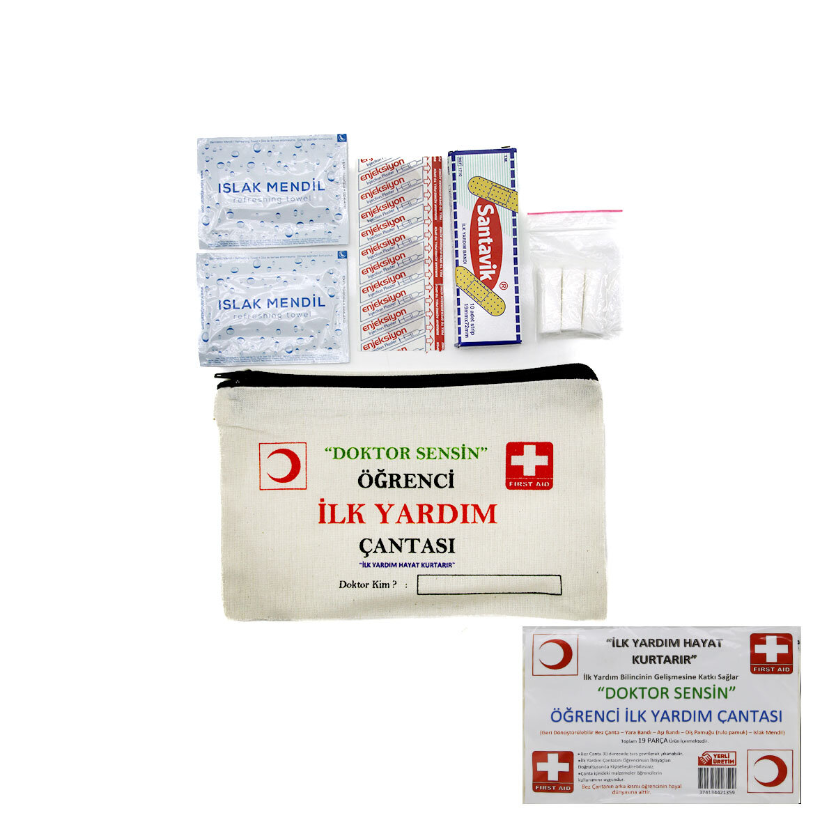 İlk Yardım 19PCS Öğrenci Çantası