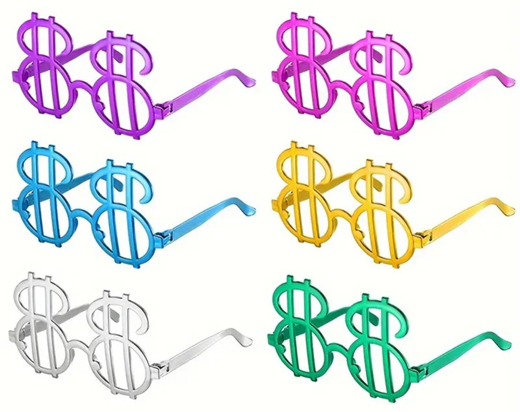 Metalize Parti Gözlüğü 6 Adet Dolar Şeklinde Eğlenceli