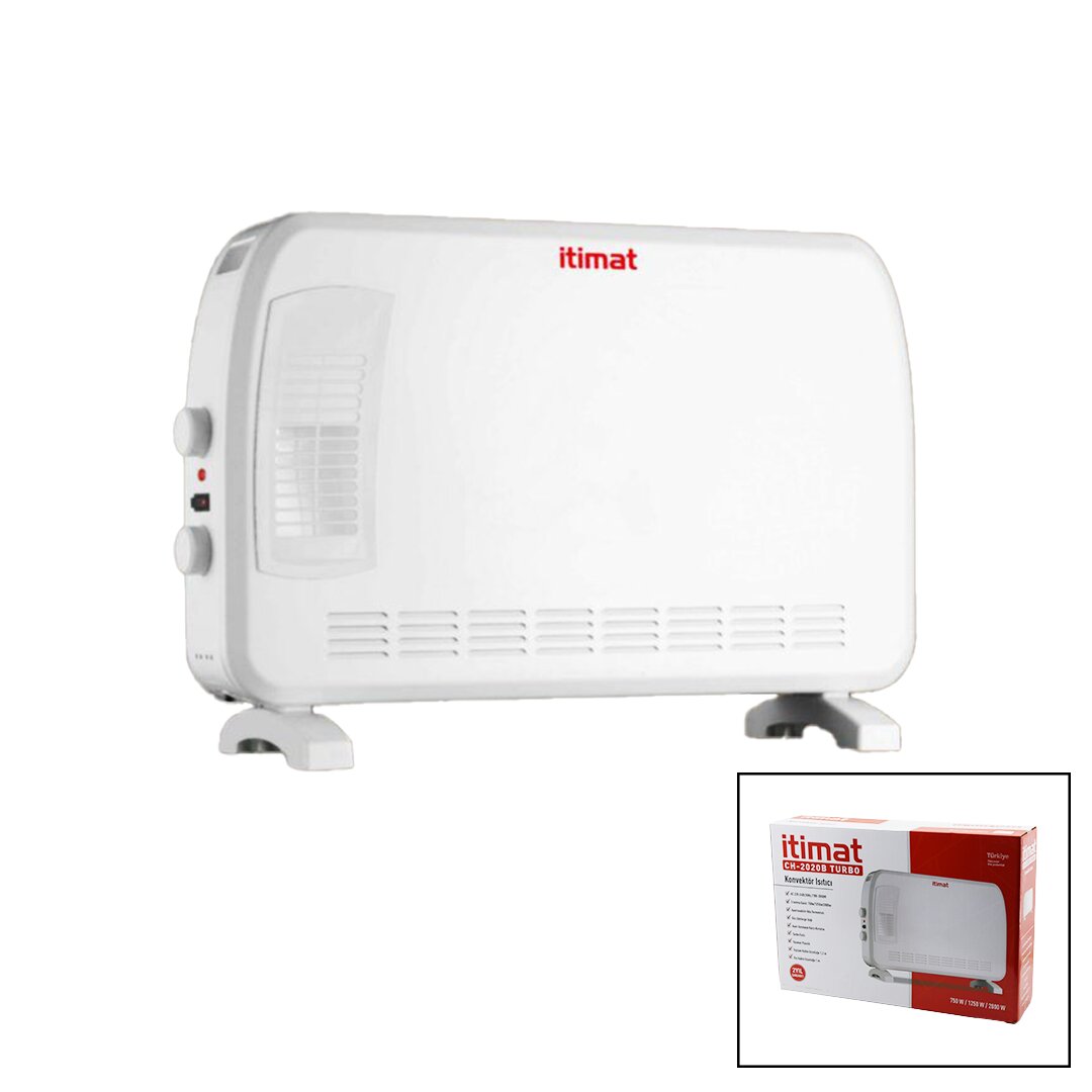İtimat CH-2020B Büyük Boy Konvektör Isıtıcı - Soba Elektrikli Turbo Isıtma 3-KADEME Isı Ayarlanabilir TERMOSTAT=750-1250-2000W
