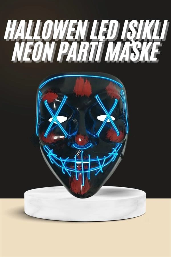 Etkileyici Işıklı Led Maske 2 Adet AA Pil ile Parti Eğlence için