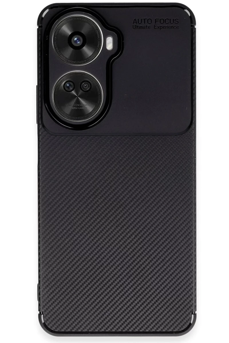 Huawei Nova 12 SE Uyumlu Kılıf Auto Focus Karbon Kapak - Siyah