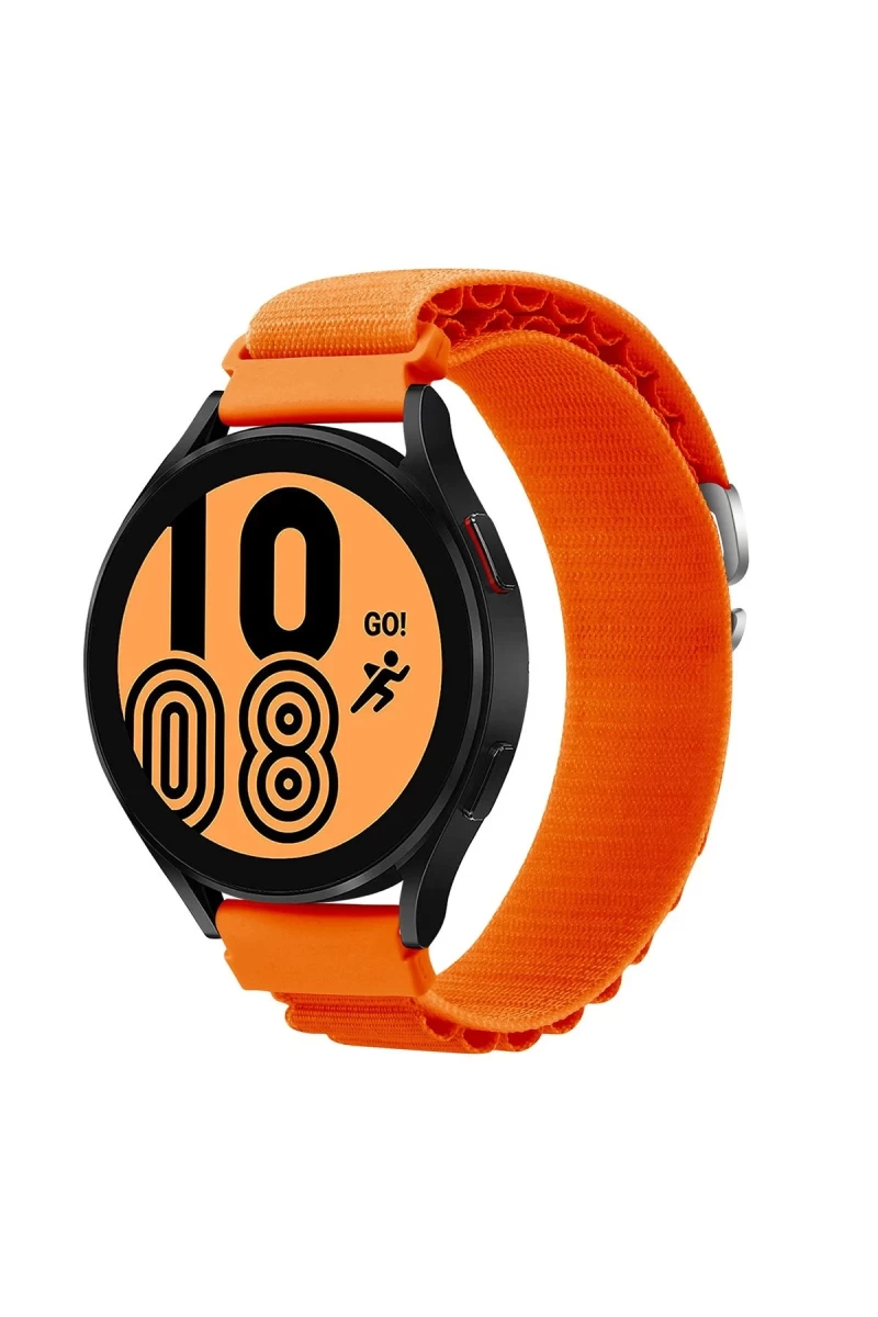 Watch 22mm Uyumlu KR410 Kumaş Kordon - Turuncu