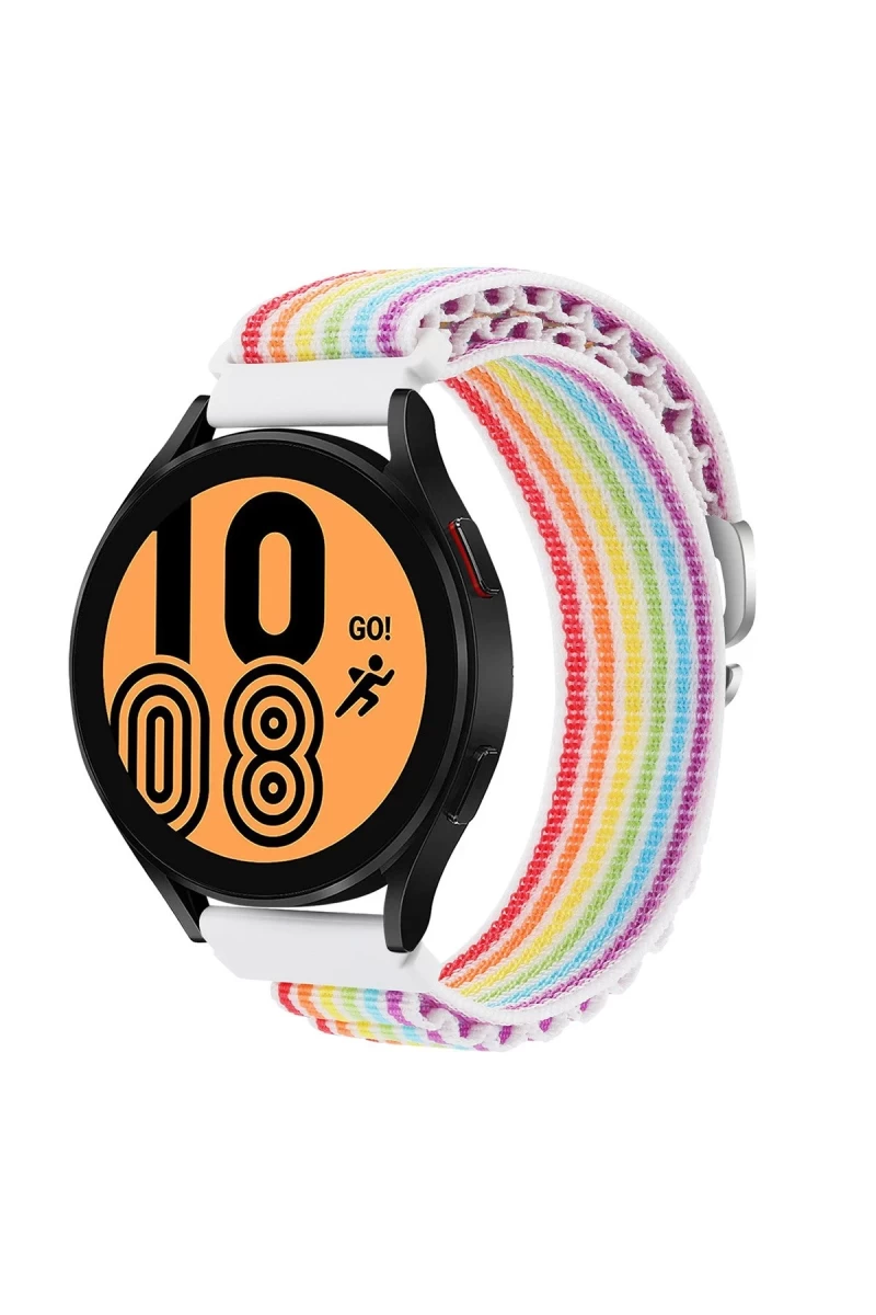 Watch 22mm Uyumlu KR410 Kumaş Kordon - Gökkuşağı