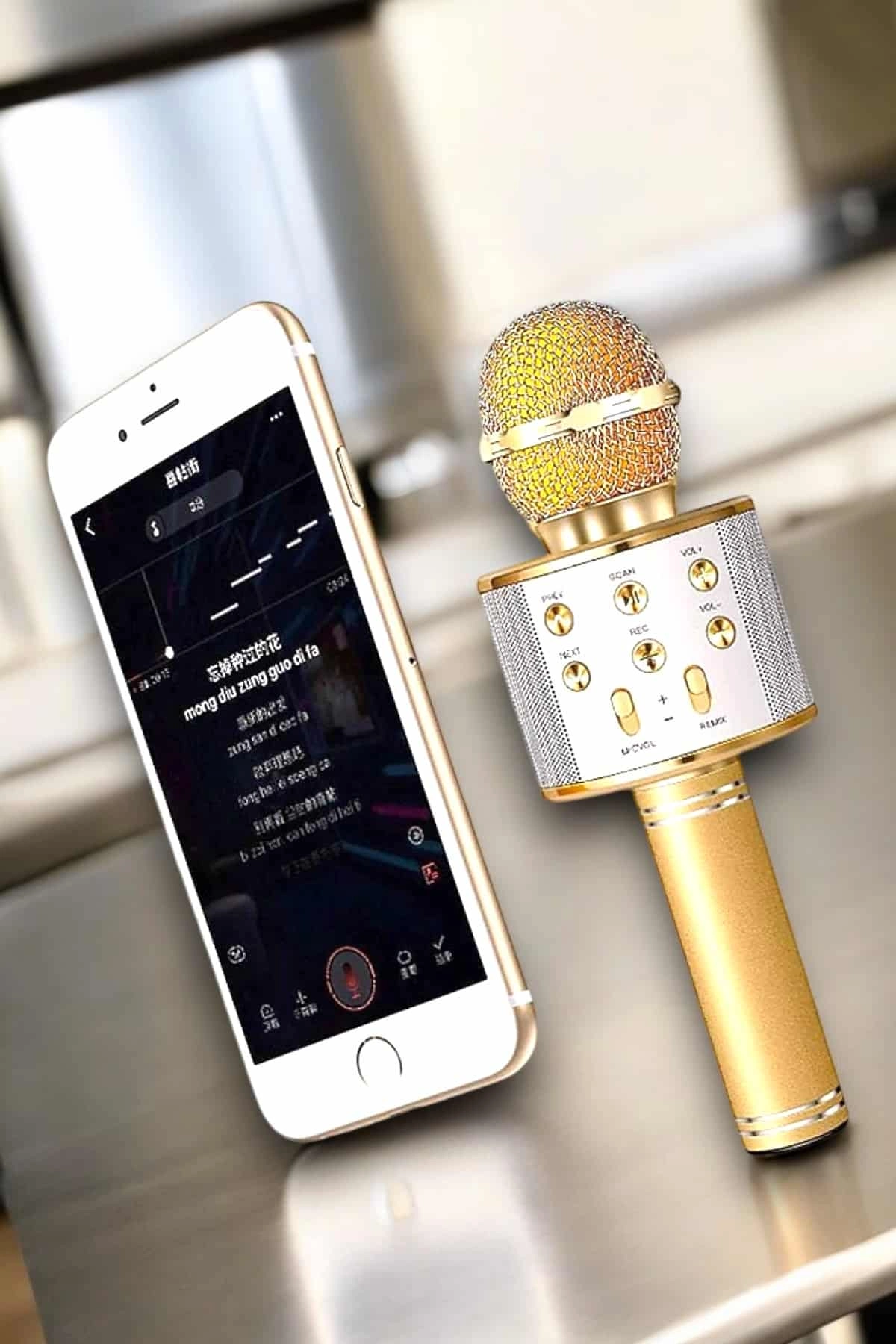 Kablosuz Karaoke Mikrofon USB Bellek Destekli Uzun Pil Ömrü
