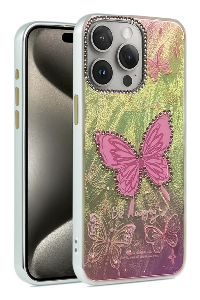 Apple iPhone 14 Pro Uyumlu Kılıf Blade Aynalı Desenli Kapak - Desen 5