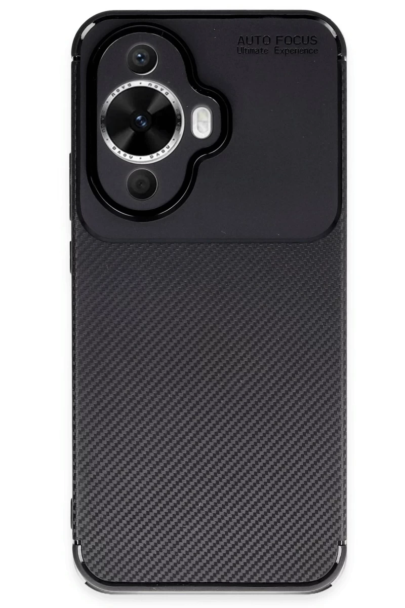 Huawei Nova 12S Uyumlu Kılıf Auto Focus Karbon Kapak - Siyah