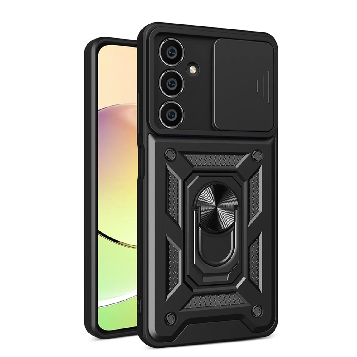 Samsung Galaxy A05 Kılıf Pars Lens Yüzüklü Silikon - Siyah