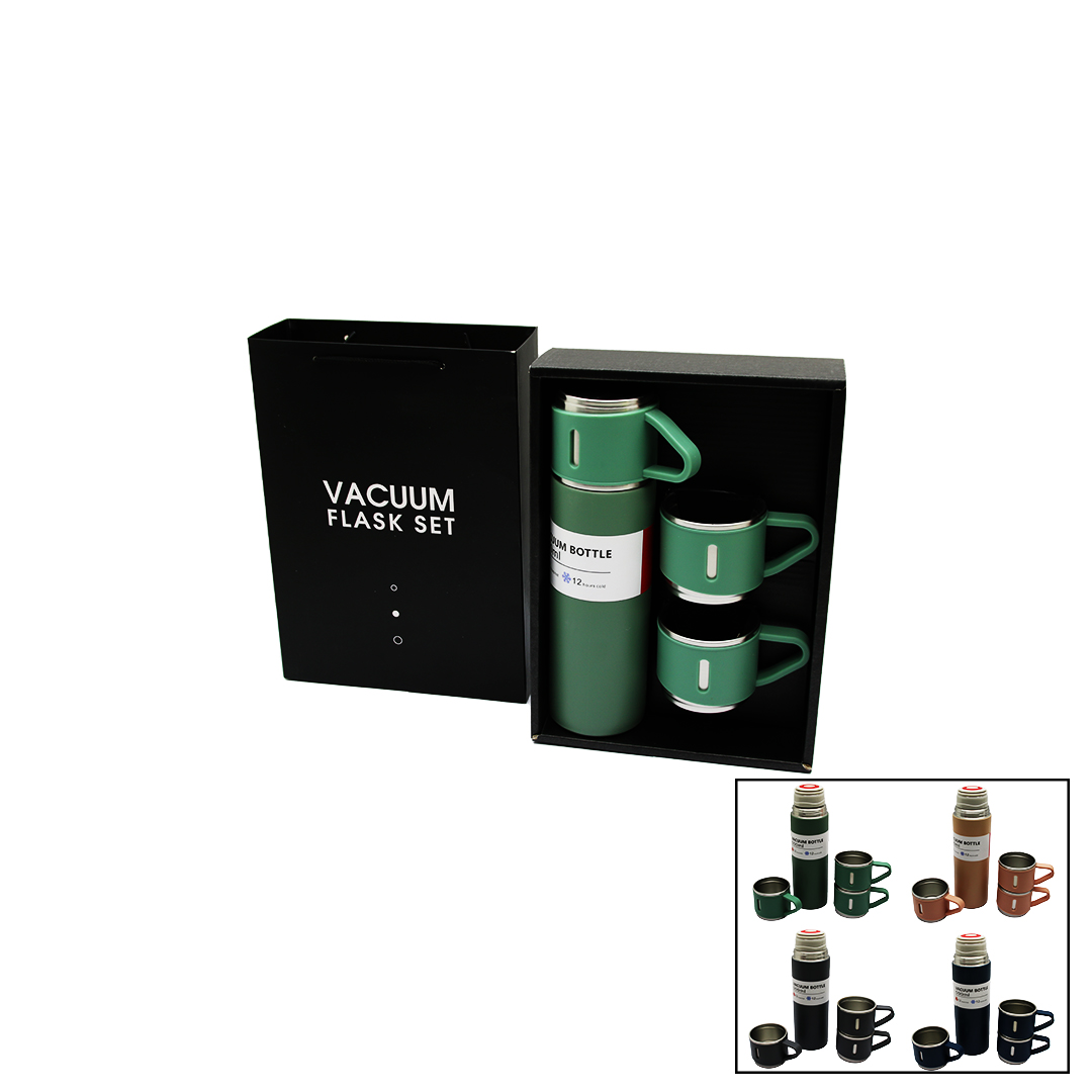 Çantalı 500ML 3 Parça Bardaklı Çelik Termos Seti