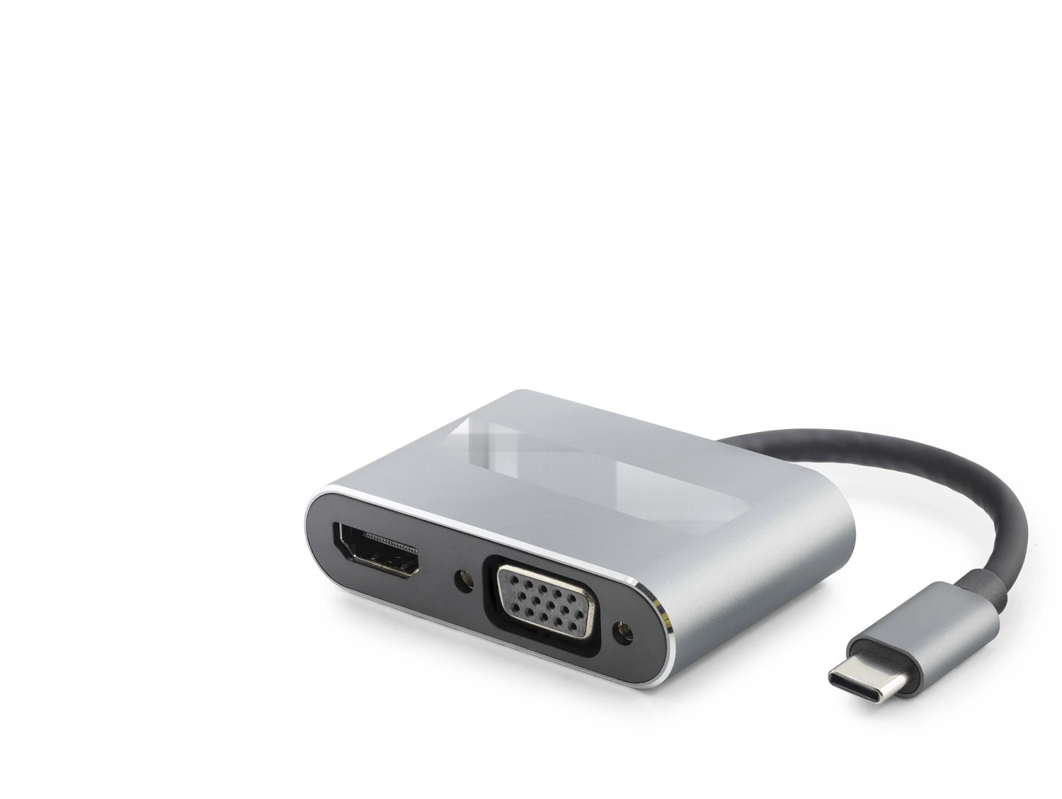 Gri Renkli 4 Port Type-C Hub 4K HDMI ve VGA Bağlantı