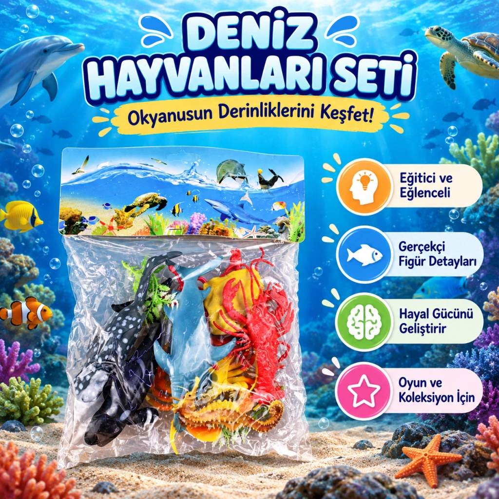 Deniz Hayvanları 10'lu Set Eğlenceli Oyuncaklar
