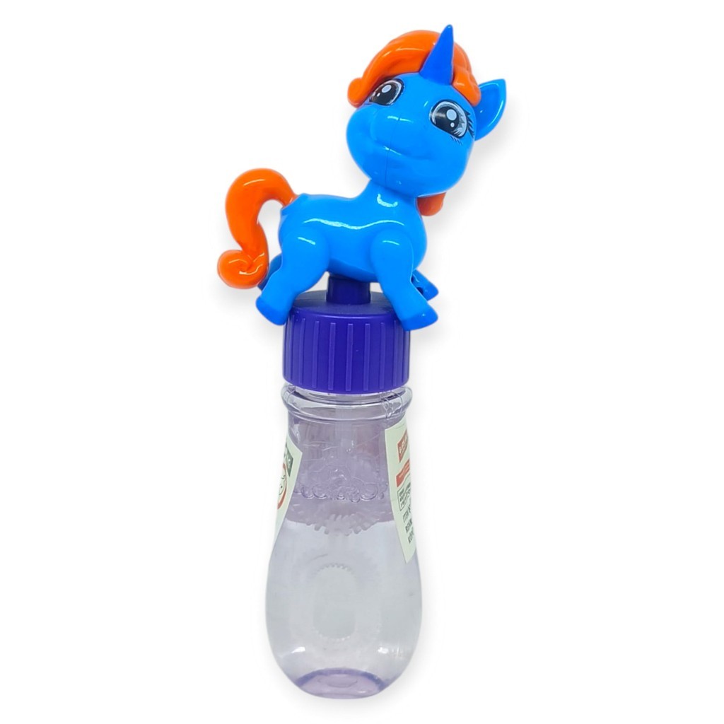 Sevimli Unicorn Figürlü Baloncuk Şişesi - Eğlenceli Köpük Çıkartma Oyuncak - Mavi