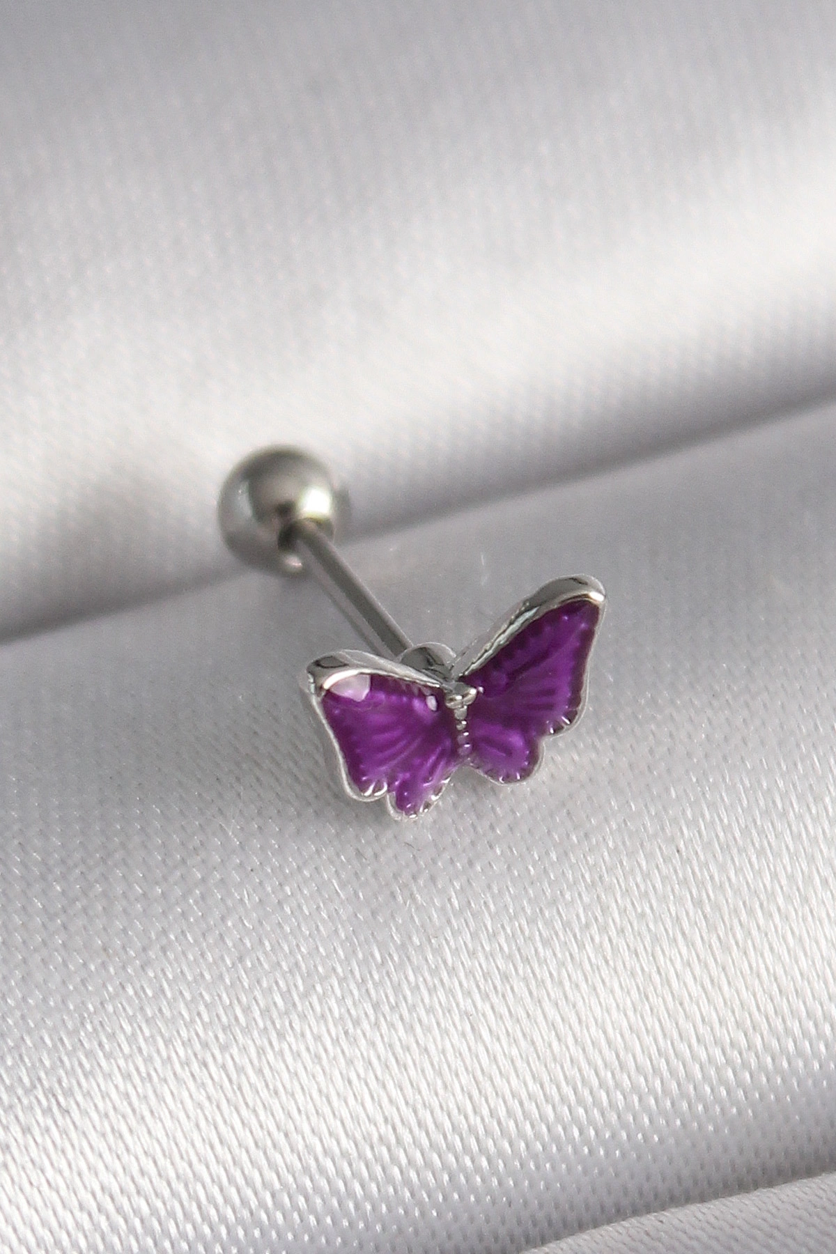 Mor Renkli Çelik Piercing 6mm 1.2mm Kalınlık