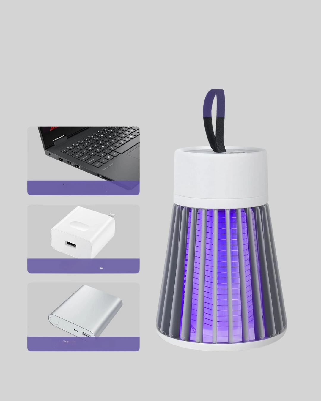 Mor LED Işıklı Sivrisinek Kovucu Lamba - 360° Kapsama Alanı