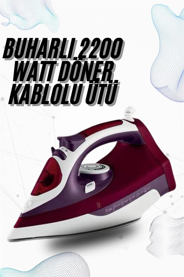 Şık Buharlı Ütü 2200 Watt Seramik Tabanlı Dikey Kullanım