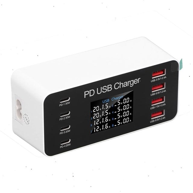 PM-26056 8 Port USB+PD Şarj İstasyonu (4 USB+ 4 PD)