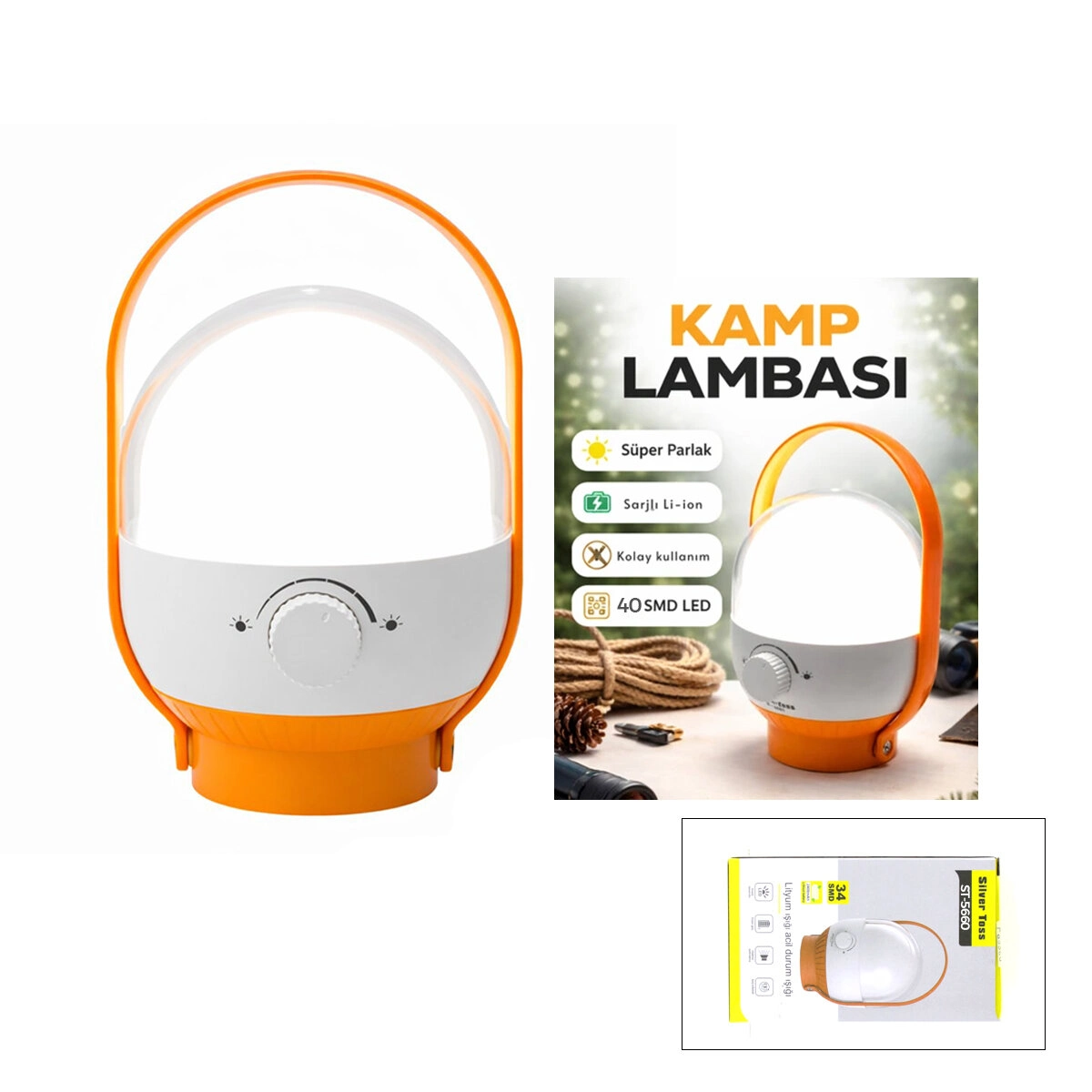 USB Şarjlı 40 LED Kamp Lambası 2400mAh - Pratik Fener