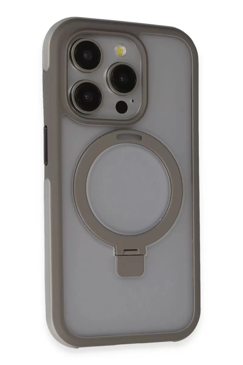 Joko Apple iPhone 15 Pro Max Uyumlu Zorda Airbag Magsafe Standlı Kapak - Titan Gri