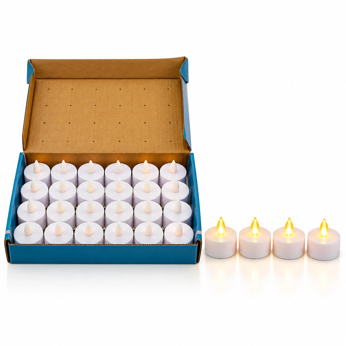 Beyaz Renkli LED Mum 3.7 cm Çapında 24 Adet Set