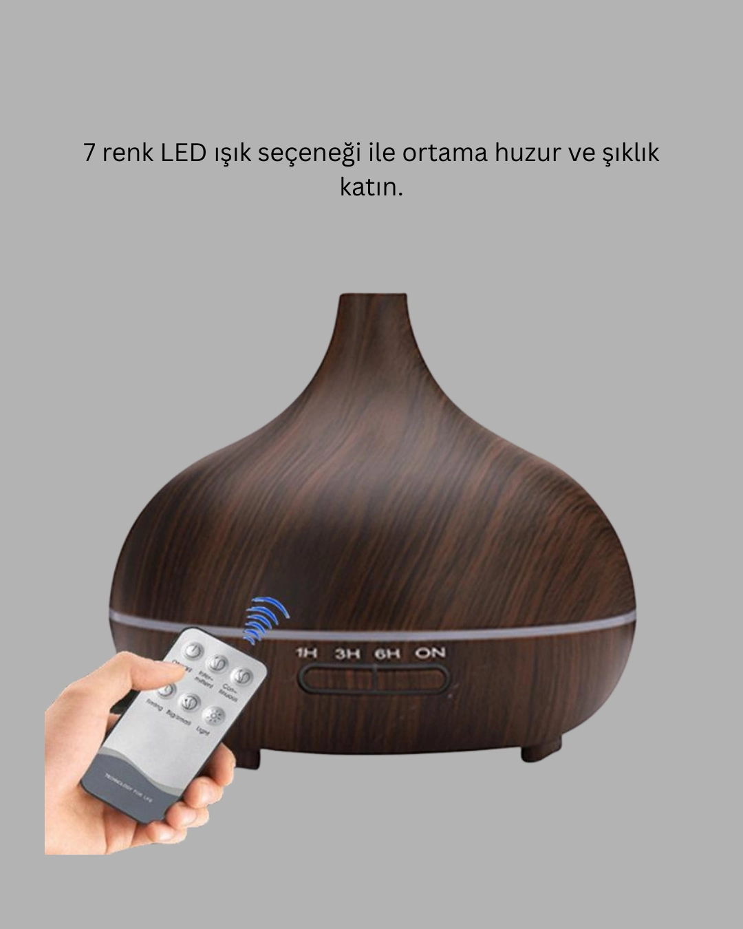 Renkli LED Işıklı Nemlendirici 550ML Uçucu Yağ Difüzörü