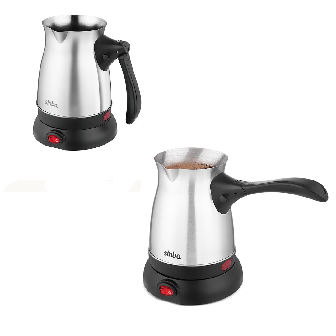 Çelik Elektrikli Cezve Türk Kahve Makinesi - 6FİNCAN=500ML 360 Derece Kablosuz Kullanım 600W SCM-2992