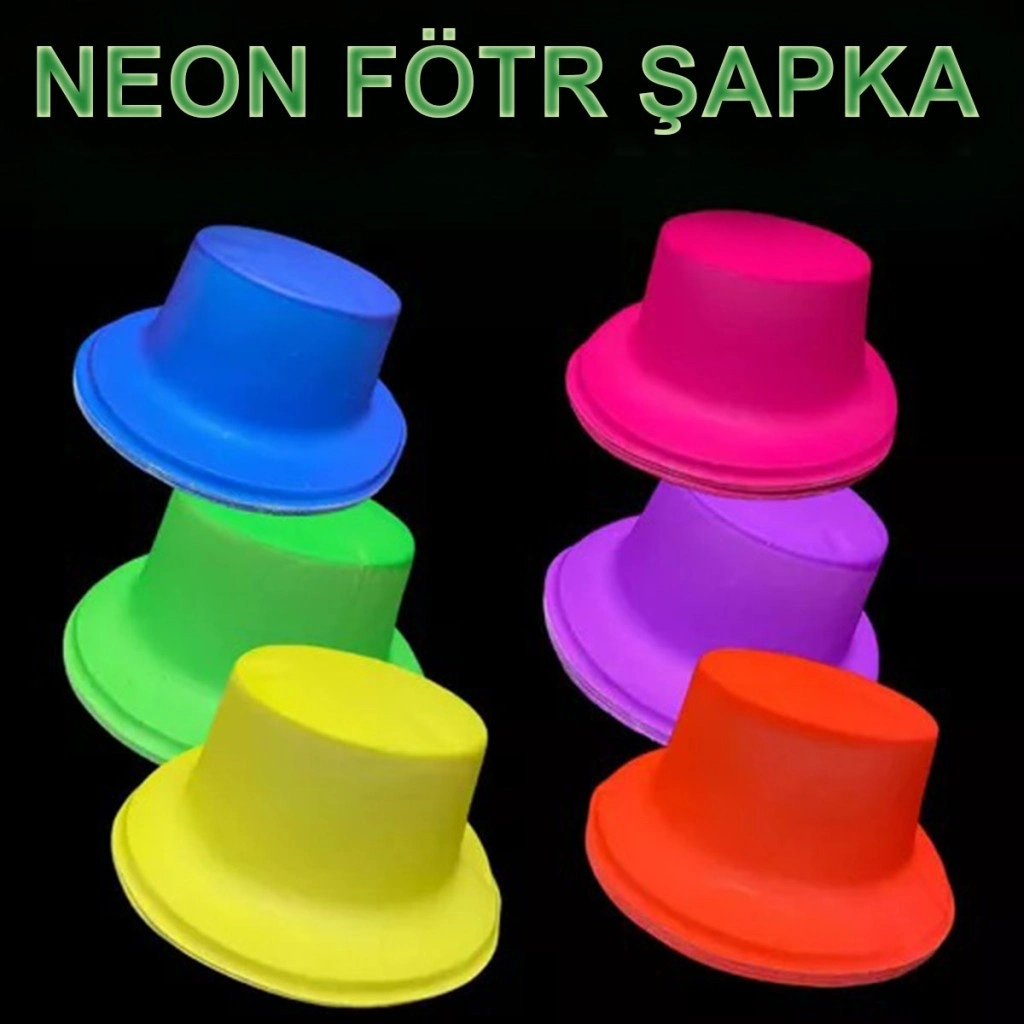 Renkli Plastik Fötr Şapka 1 Adet Neon Pembe