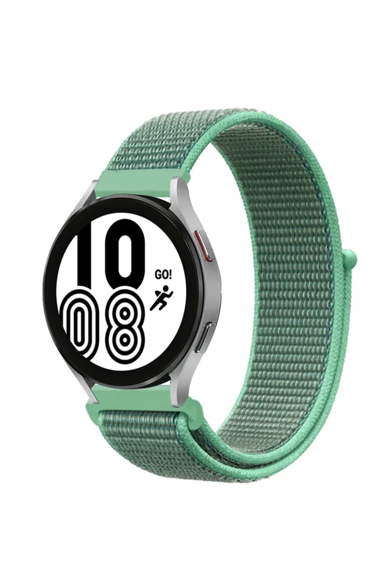 Samsung Galaxy Watch 4 Hasırlı Cırtcırtlı Kordon - Turkuaz