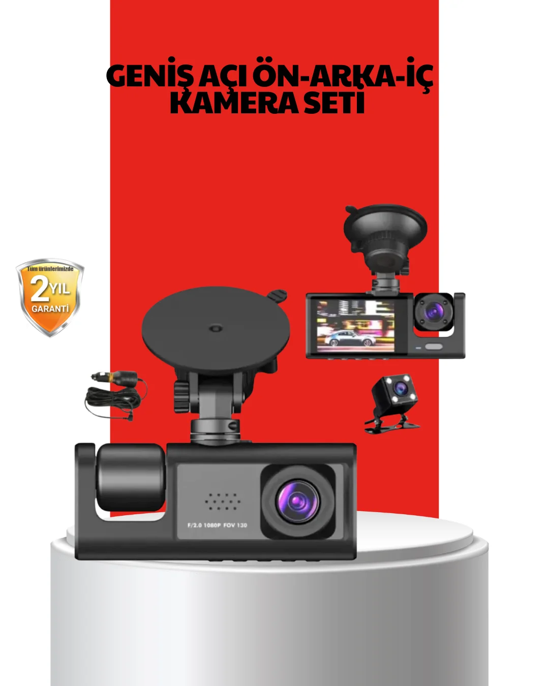 170° Geniş Açı Ön-Arka-İç Kamera Seti – Tam Kapsamlı Araç Güvenliği