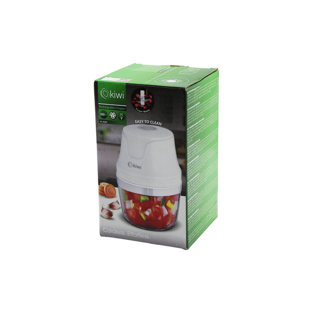 Kiwi KC-8203 Usb Şarjlı Mini 3 Bıçaklı Blender Rondo Gıda Doğrayıcı 350ML=MİKA Kristal Hazne