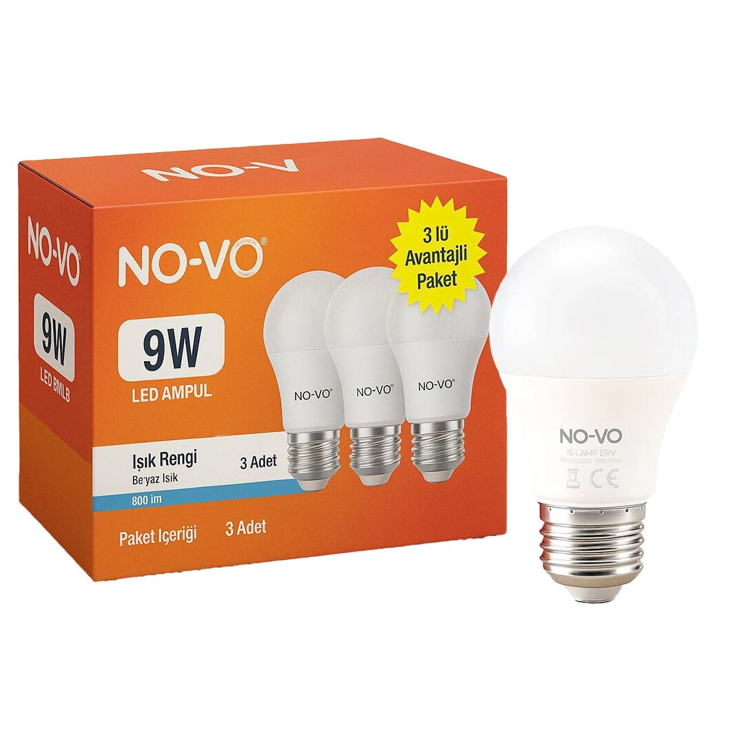 Avantaj Paket Beyaz LED Ampul E27 9W 3'lü Set