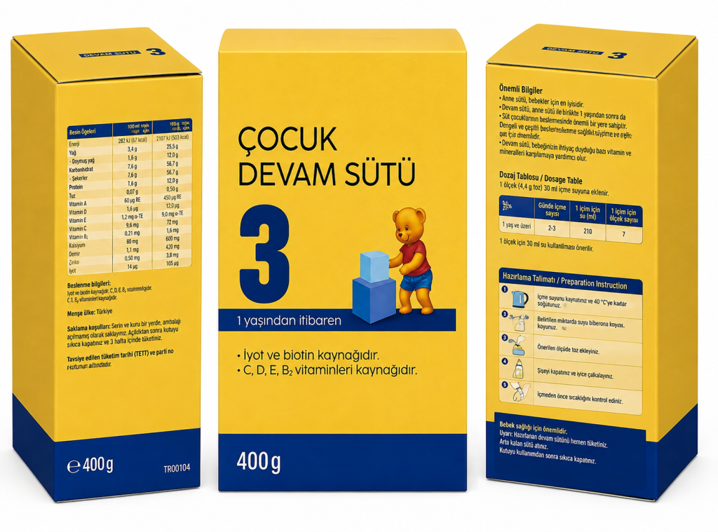 Bebek Devam Sütü 3 400 Gr adet fiyatıdır
