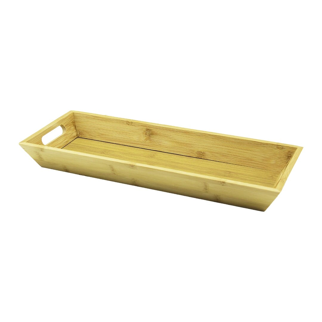 Şık Ahşap Bambu Sunum Tepsisi 16x40 cm Derin 4 cm