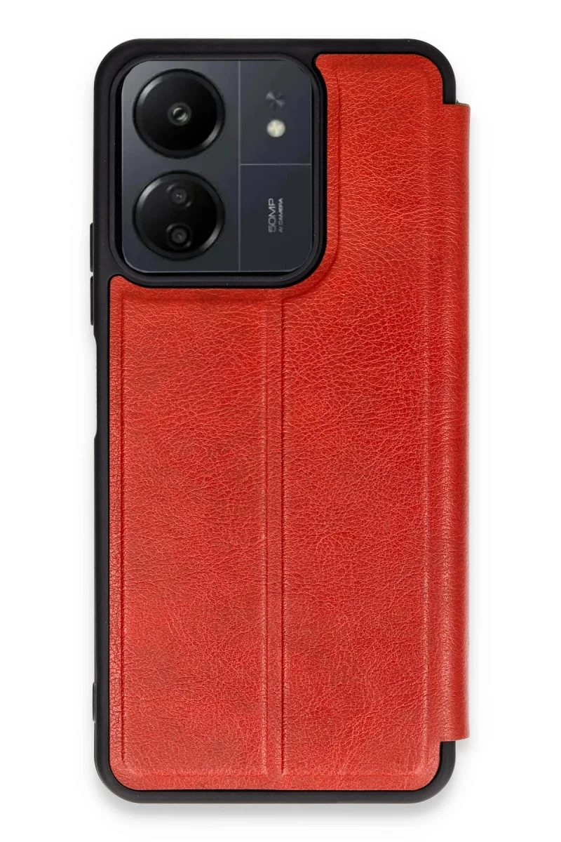 Xiaomi Redmi 13C Uyumlu Kılıf Flip Cover - Kırmızı