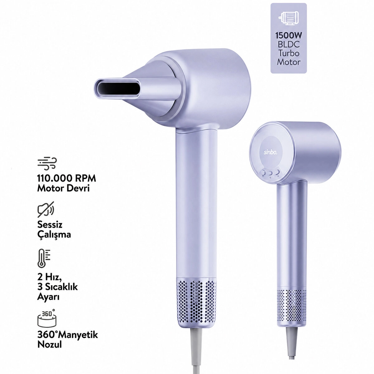 Turbo Motorlu Saç Kurutma Makinesi 1500W Sıcak-Soğuk
