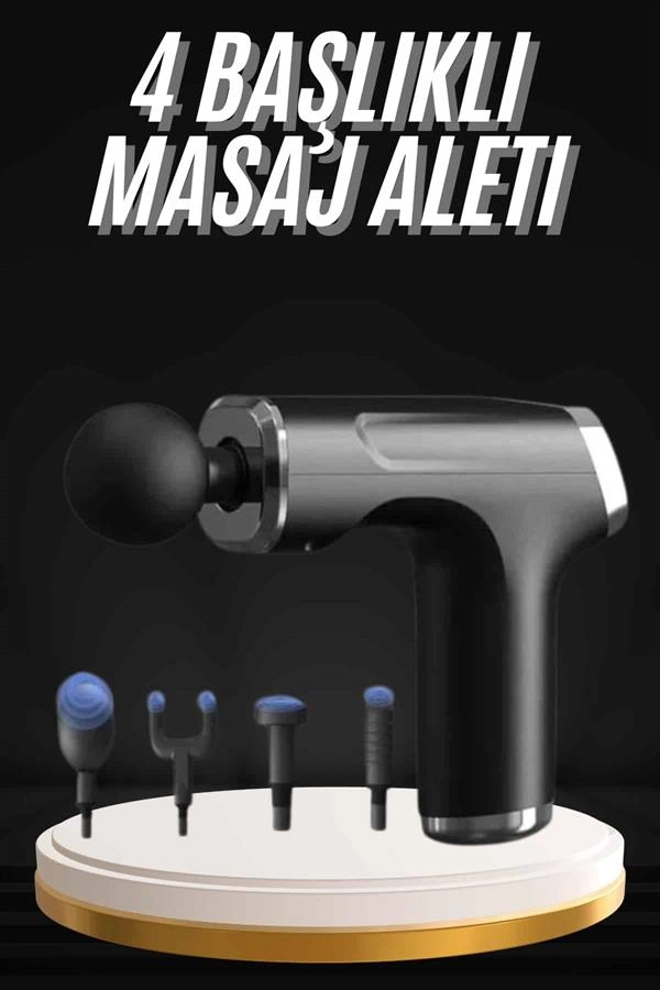 Mini Masaj Tabancası 4 Başlıklı Şarjlı Masaj Aleti