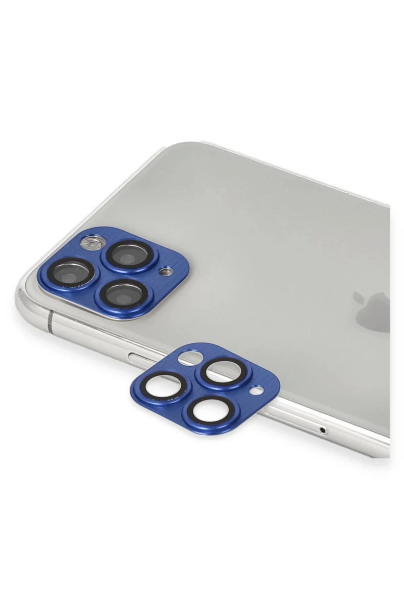 Apple iPhone 11 Pro Max Uyumlu Pers Alüminyum Kamera Lens - Lacivert
