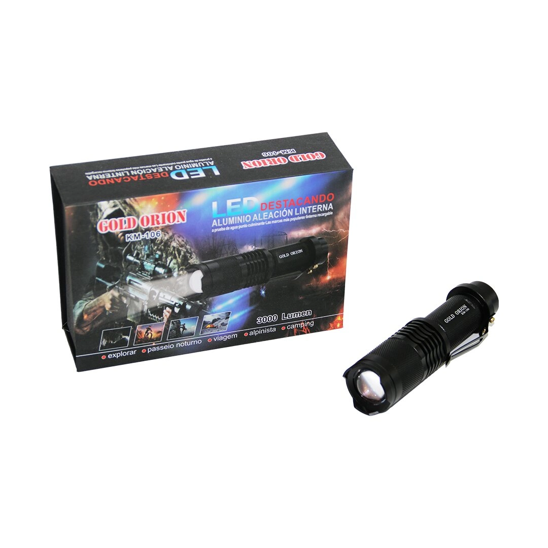 Zoomlu El Feneri 12.5 cm Siyah Metal Kasa 3000 Lumen