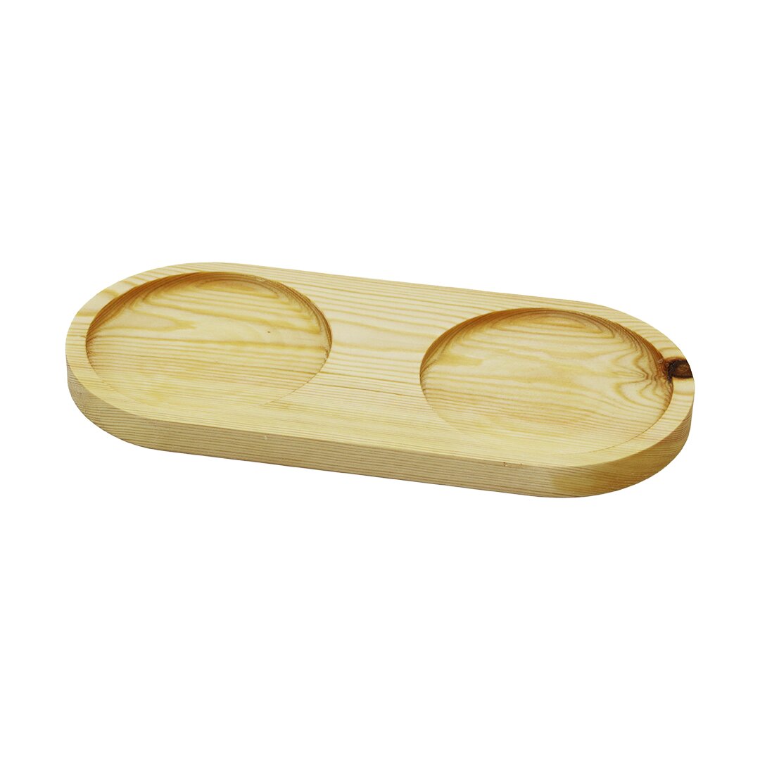 2 Bölmeli - Oval Açık Renk=sade Ahşap Yağdanlık Altlık 27X12.5CM