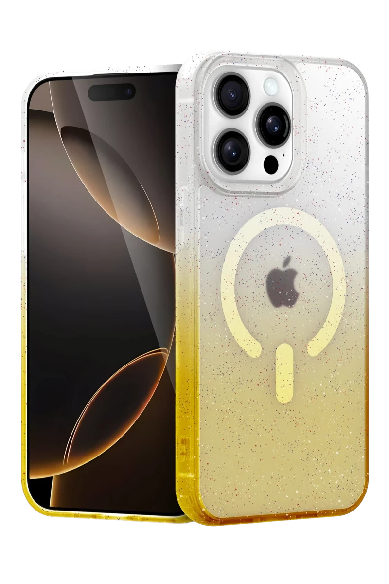 Apple iPhone 15 Pro Max Uyumlu Pummel Shiny Magsafe Kapak - Gold