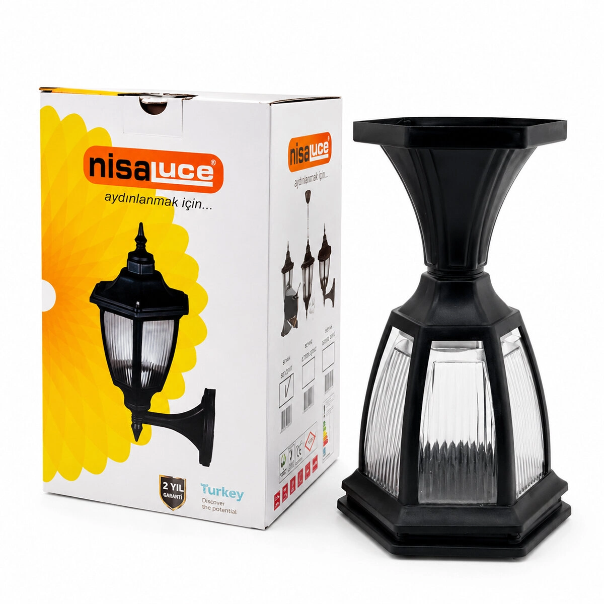 Şık Siyah 60W E27 Set Üstü Bahçe Balkon Lambası