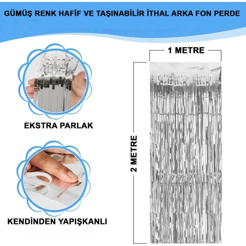 Parlak Saçaklı Arka Fon Perde 1x2 Metre İthal A Kalite