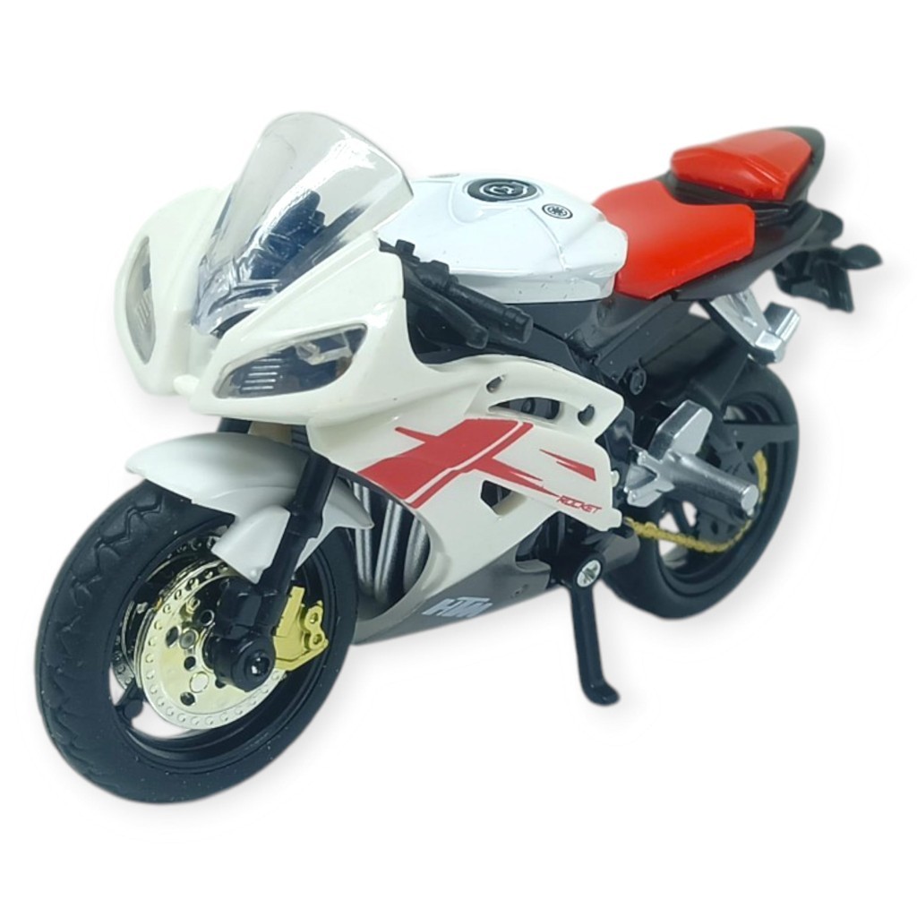 1:18 Ölçekli Model Standlı Motosiklet - Beyaz-Kırmızı