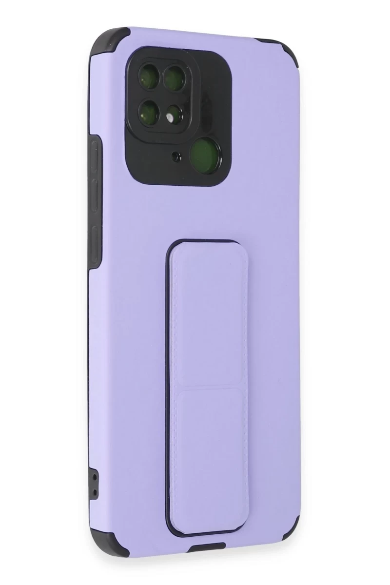 Xiaomi Redmi 10C Uyumlu Kılıf Mega Standlı Silikon - Lila